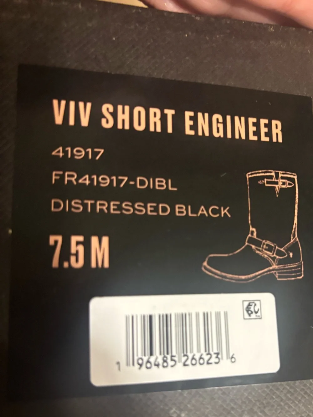 Viv Short Engineer Distressed Black / 7.5  Leather Engineer Boots with Buckles